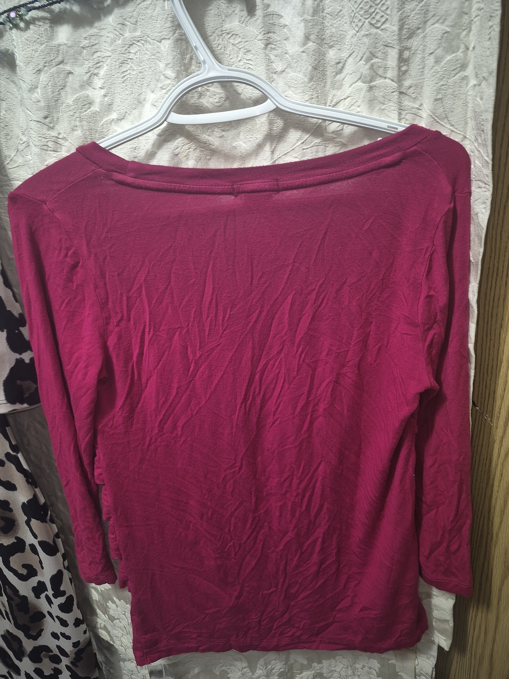 Joe Fresh Raspberry Ruffle Scoop Neck Long Sleeve Top - Picture 3 of 3